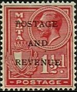 Malta 1928 - serie Re Giorgio V e soggetti vari - soprastampati: 1½ p