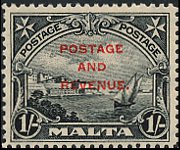 Malta 1928 - serie Re Giorgio V e soggetti vari - soprastampati: 1 sh