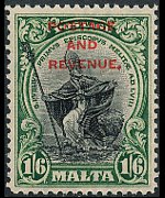 Malta 1928 - serie Re Giorgio V e soggetti vari - soprastampati: 1'6 sh