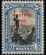 Malta 1928 - serie Re Giorgio V e soggetti vari - soprastampati: 3 sh