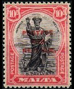 Malta 1928 - serie Re Giorgio V e soggetti vari - soprastampati: 10 sh