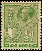Malta 1926 - serie Re Giorgio V e soggetti vari: ½ p