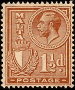 Malta 1926 - serie Re Giorgio V e soggetti vari: 1½ p