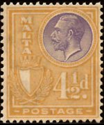 Malta 1926 - serie Re Giorgio V e soggetti vari: 4½ p