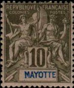 Mayotte 1892 - serie Navigazione e commercio: 10 c