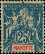 Mayotte 1892 - serie Navigazione e commercio: 25 c