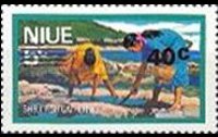 Niue 1977 - serie Attività locali e welfare - soprastampati: 40 c su 5 c