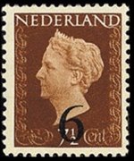 Olanda 1947 - serie Regina Guglielmina: 6 c su 7½ c