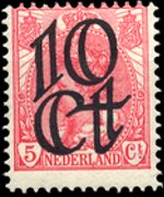 Olanda 1899 - serie Regina Guglielmina: 10 c su 5 c