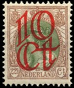 Olanda 1899 - serie Regina Guglielmina: 10 c su 22½ c