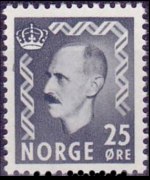 Norvegia 1950 - serie Re Haakon VII: 25 ø
