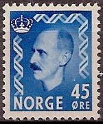 Norvegia 1950 - serie Re Haakon VII: 45 ø
