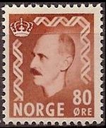 Norvegia 1950 - serie Re Haakon VII: 80 ø