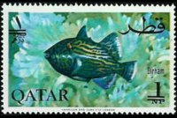 Qatar 1966 - serie Pesci - nuova valuta: 1 d su 1 np