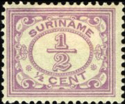 Suriname 1913 - serie Cifra in ovale: ½ c