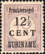Suriname 1926 - serie Segnatasse soprastampati: 12½ c su 40 c