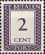 Suriname 1950 - serie Cifra in rettangolo: 2 c