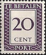 Suriname 1950 - serie Cifra in rettangolo: 20 c