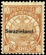 Swaziland 1889 - serie Francobolli di Transvaal soprastampati: 10 sh