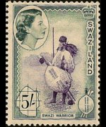 Swaziland 1956 - serie Regina Elisabetta II e soggetti vari: 5 sh