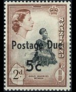 Swaziland 1961 - set Queen Elisabeth II - overprinted: 5 c su 2 d