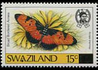Swaziland 1987 - serie Farfalle: 15 c su 30 c