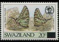 Swaziland 1987 - serie Farfalle: 20 c su 45 c