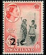 Swaziland 1961 - serie Regina Elisabetta II e soggetti vari - soprastampati: 2½ c su 3 p