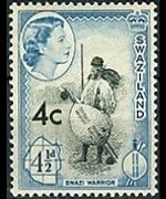 Swaziland 1961 - serie Regina Elisabetta II e soggetti vari - soprastampati: 4 c su 4½ p