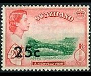 Swaziland 1961 - serie Regina Elisabetta II e soggetti vari - soprastampati: 25 c su 2'6 sh