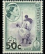 Swaziland 1961 - serie Regina Elisabetta II e soggetti vari - soprastampati: 50 c su 5 sh