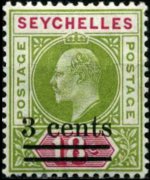 Seychelles 1903 - serie Re Edoardo VII: 3 c su 18 c