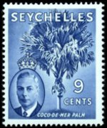 Seychelles 1952 - serie Re Giorgio VI e soggetti vari: 9 c