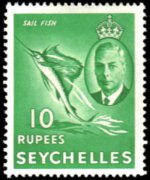 Seychelles 1952 - serie Re Giorgio VI e soggetti vari: 10 R