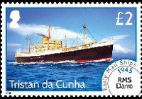 Tristan da Cunha 2015 - set Early mail ships : 2 £