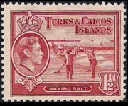 Turks and Caicos Islands 1938 - set King George VI and various subjects: 1½ p