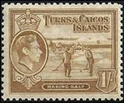 Turks e Caicos 1938 - serie Re Giorgio VI e soggetti vari: 1 sh