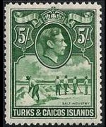 Turks e Caicos 1938 - serie Re Giorgio VI e soggetti vari: 5 sh