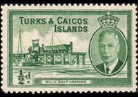 Turks e Caicos 1950 - serie Re Giorgio VI e soggetti vari: ½ p