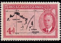 Turks e Caicos 1950 - serie Re Giorgio VI e soggetti vari: 4 p