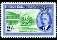 Turks e Caicos 1950 - serie Re Giorgio VI e soggetti vari: 2 sh