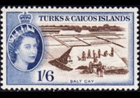 Turks e Caicos 1957 - serie Regina Elisabetta II e soggetti vari: 1'6 sh