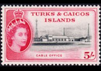 Turks e Caicos 1957 - serie Regina Elisabetta II e soggetti vari: 5 sh