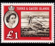 Turks e Caicos 1957 - serie Regina Elisabetta II e soggetti vari: 1 £