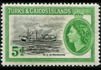 Turks e Caicos 1955 - serie Regina Elisabetta II e soggetti vari: 5 p