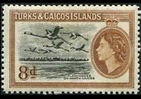 Turks e Caicos 1955 - serie Regina Elisabetta II e soggetti vari: 8 p