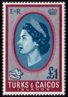 Turks e Caicos 1967 - serie Regina Elisabetta II e soggetti vari: 1 £