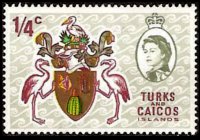 Turks e Caicos 1971 - serie Regina Elisabetta II e soggetti vari (dollari): ¼ c