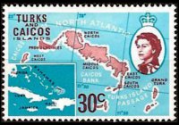Turks e Caicos 1971 - serie Regina Elisabetta II e soggetti vari (dollari): 30 c