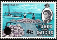 Turks e Caicos 1969 - serie Regina Elisabetta II e soggetti vari - soprastampati: 4 c